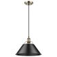 Golden Lighting Orwell 1-Light Wide Large Pendant with Matte Black Shade in Aged Brass, , large