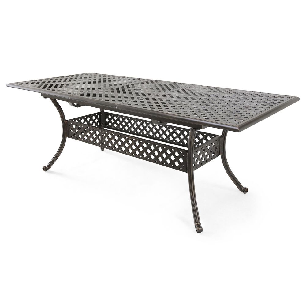 Hearth and Haven Abigail Outdoor Expandable Aluminum Dining Table in Black, , large