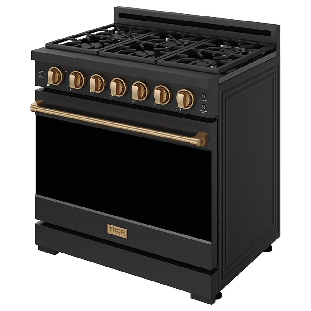 Thor Kitchen Gordon Ramsay 6 Cu. Ft. Professional Gas Range with Bronze Handle Kit in Black, , large