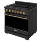 Thor Kitchen Gordon Ramsay 6 Cu. Ft. Professional Gas Range with Bronze Handle Kit in Black, , large