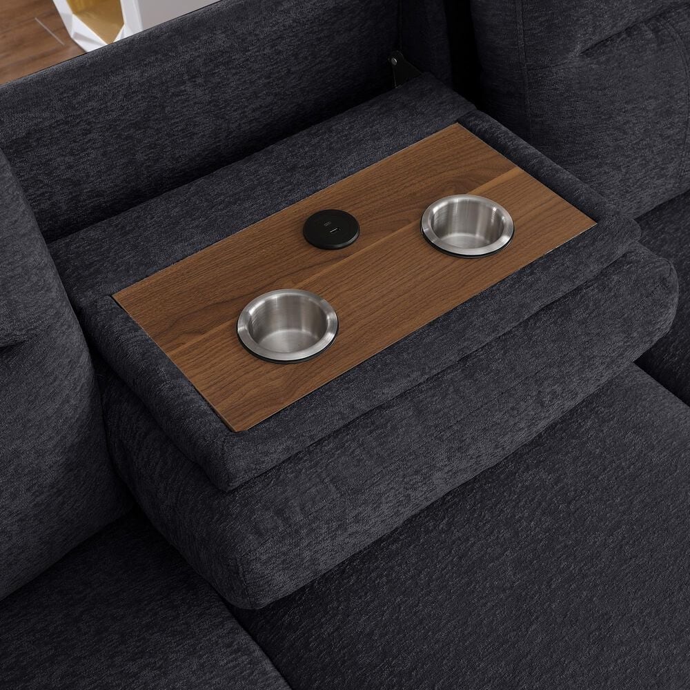 Lilola Home Kipling II 92.5&quot; Stationary Sleeper Sofa in Dark Gray, , large