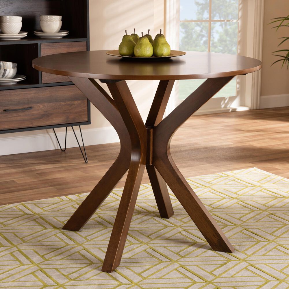 Baxton Studio Kenji 34" Dining Table in Walnut Brown - Table Only, , large