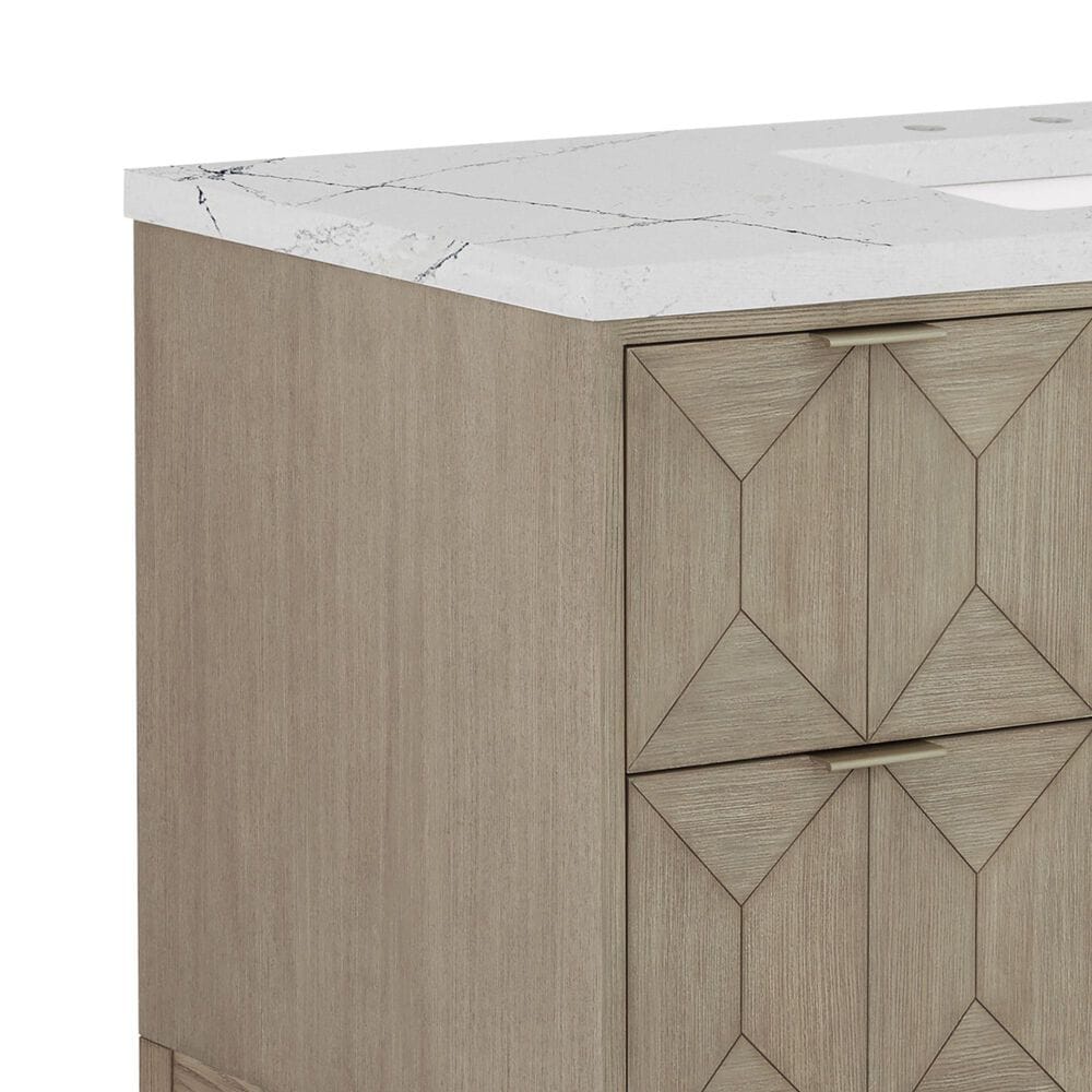 James Martin Vanities Emmeline 48&quot; Single Vanity in Pebble Oak with 3 cm Ethereal Noctis Quartz Top, , large