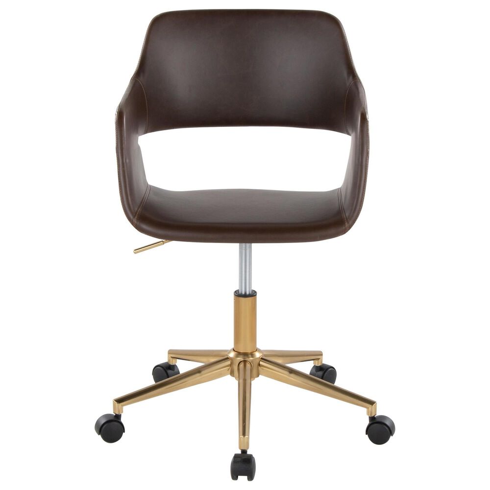 Lumisource Margarite Task Chair with Espresso Faux Leather Cushion in Gold, , large