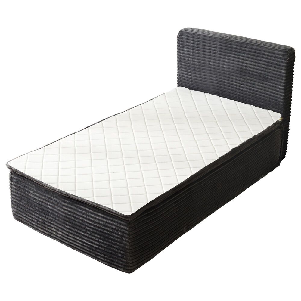 HOMLUX Plush Twin Mattress with Grey Headboard, , large