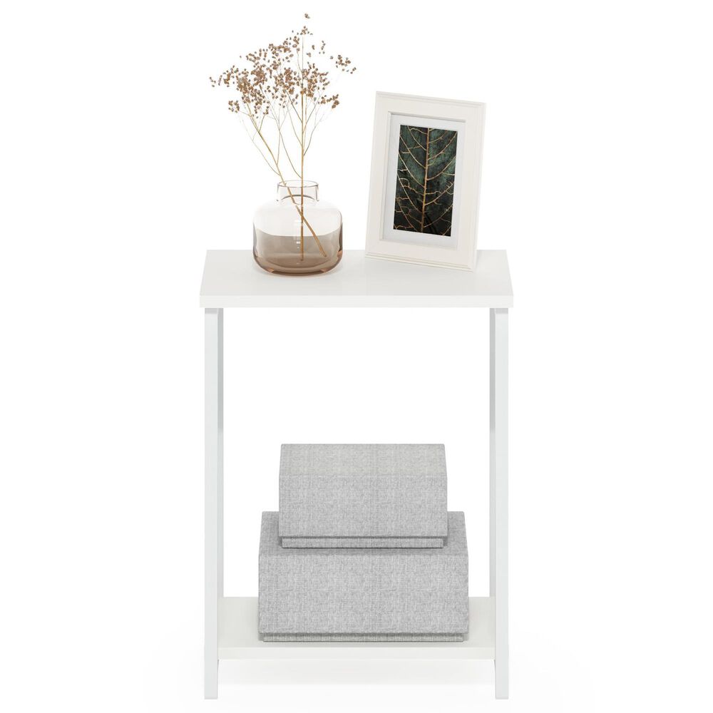 HOMLUX 2-Tier End Table with Open Shelf Storage Display in White, , large