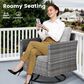 HOMLUX 3-Piece Patio Conversation Set with Square-Arm Swivel Rocking Chairs in Dark Gray, , large