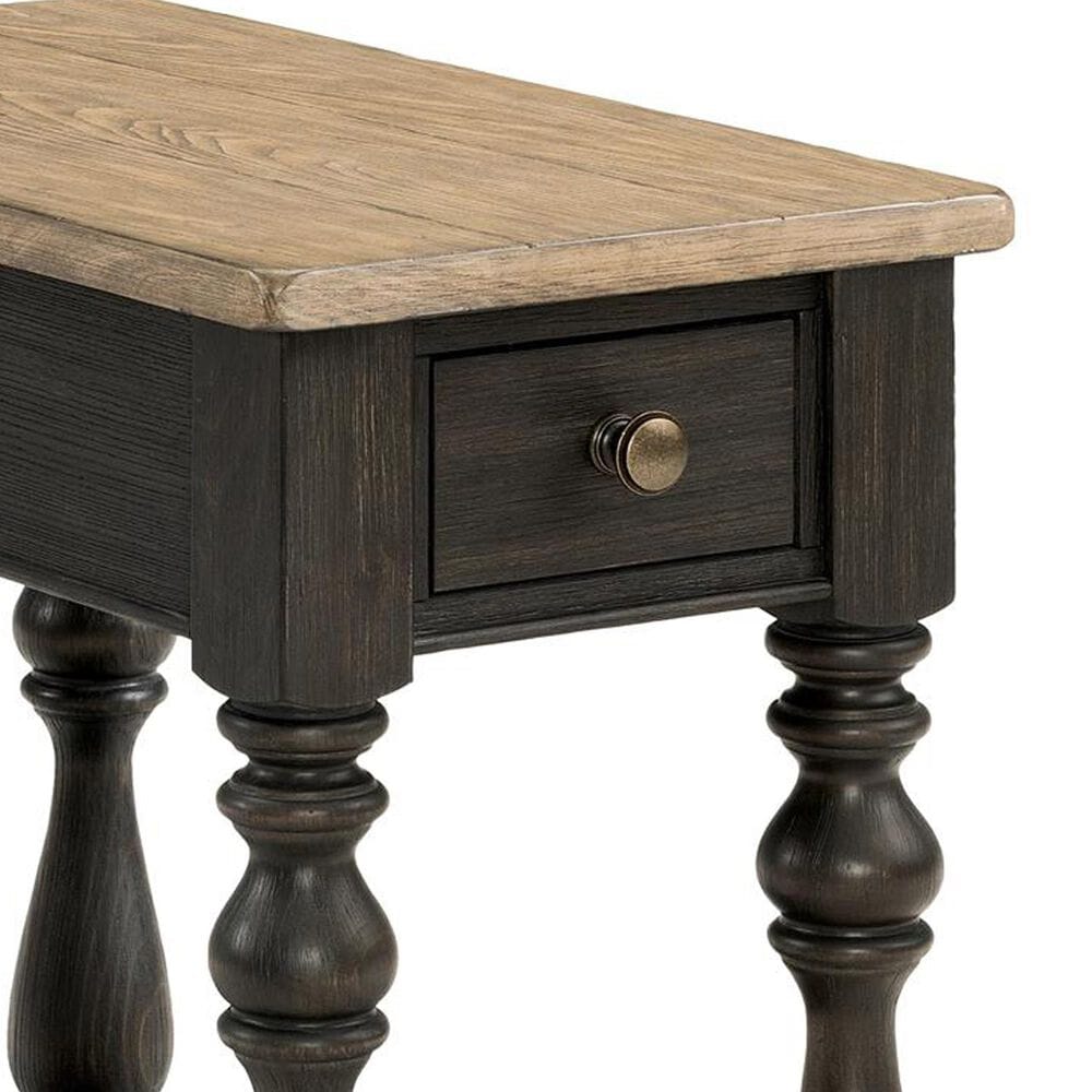 Riverside Furniture Barrington 1-Drawer Side Table in Antique Oak and Matte Black, , large