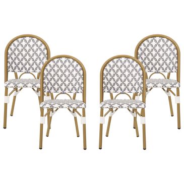 Noble House Louna Patio Bistro Chair in Gray, White and Natural (Set of 4), , large