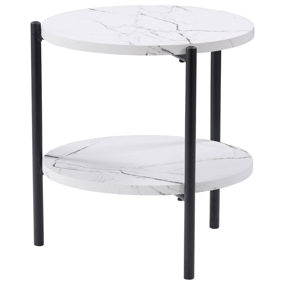 CorLiving Ayla End Table in Black and White, , large