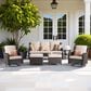 HOMLUX HOMLUX 6-Piece Patio Furniture Set with Swivel Rocking Chairs, High Back Outdoor Wicker Sofa Couch, Brown Rattan in Beige, , large