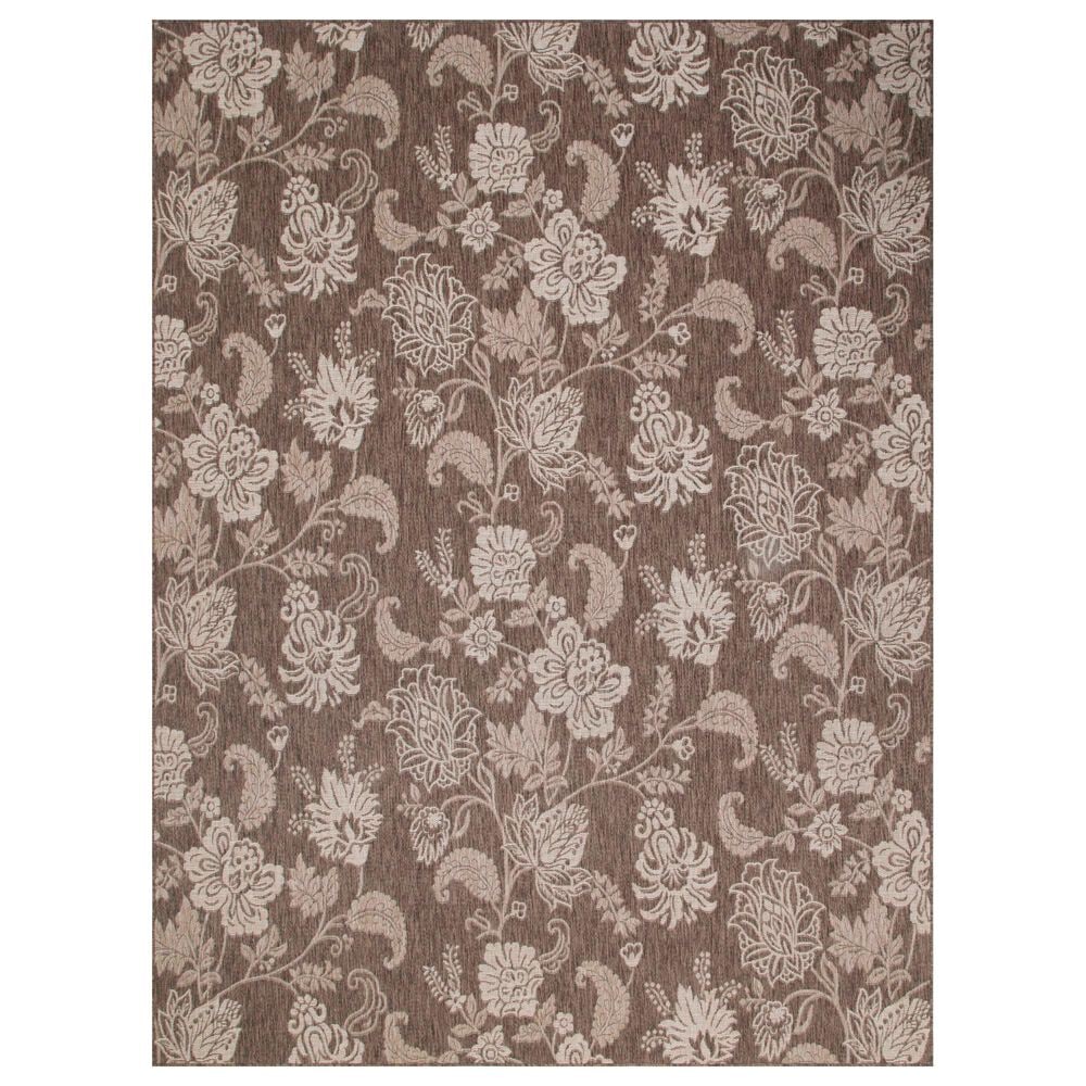 Nourison Garden Oasis Floral Mocha 9" x 12" Indoor/Outdoor Area Rug, , large