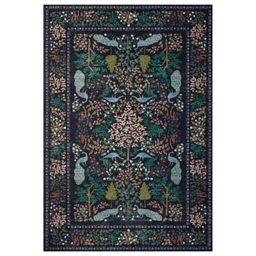 Loloi Canopy Peacock Forest Charcoal 5" Round Area Rug, , large