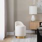 Lumisource Marla Vanity Stool with Cream Upholstered in Gold, , large