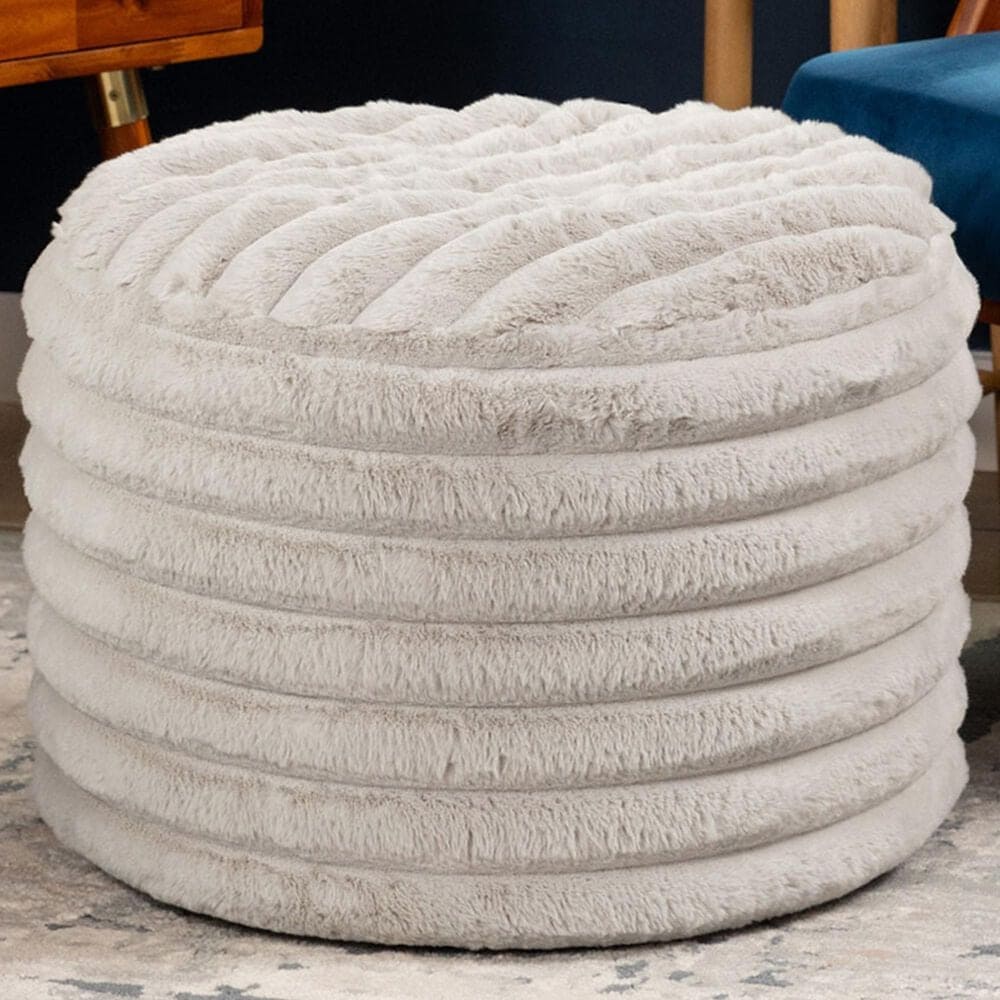 Jaxx Paran Round Ottoman in Mondo Grey, , large