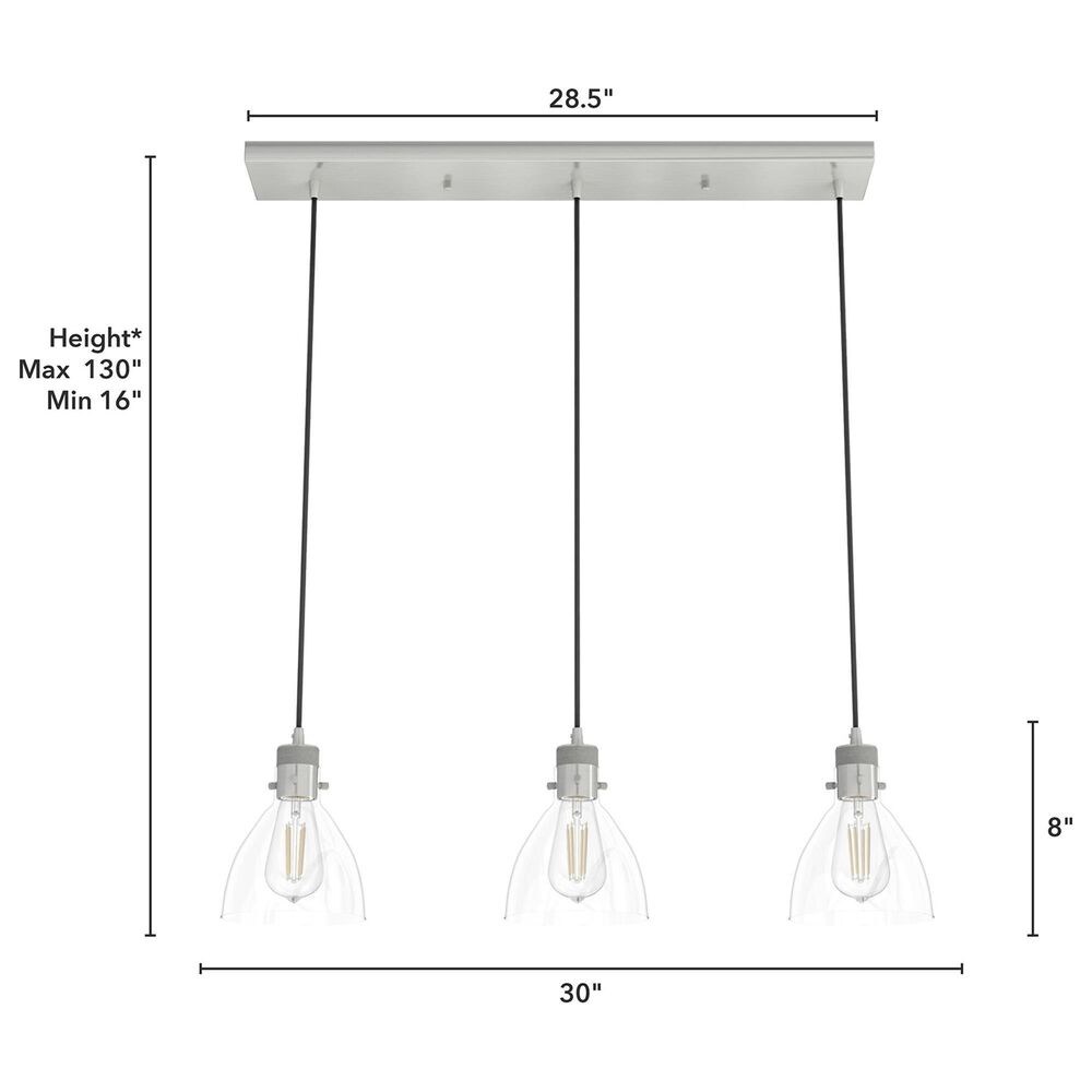 Hunter Van Nuys 3-Light Linear Cluster in Brushed Nickel, , large