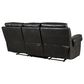 Fan Creek Manual Reclining Sofa with Drop Down Table in Black, , large