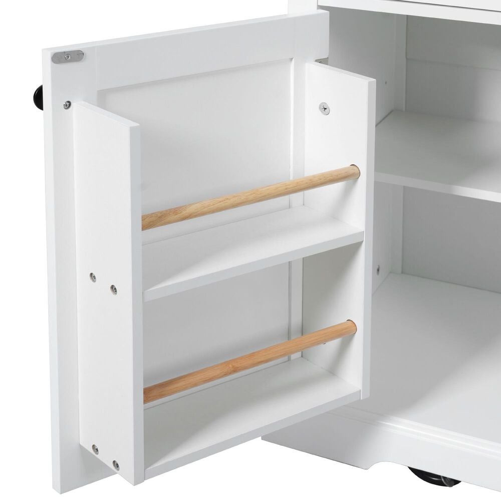 HOMLUX 54.9" Kitchen Island with Drop Leaf in White and Brown, , large