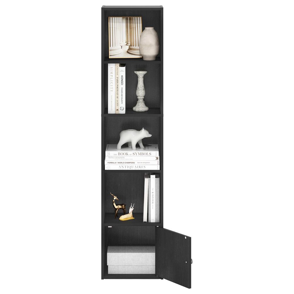 HOMLUX 5-Tier Shelf Bookcase with Door Storage Cabinet in Blackwood, , large