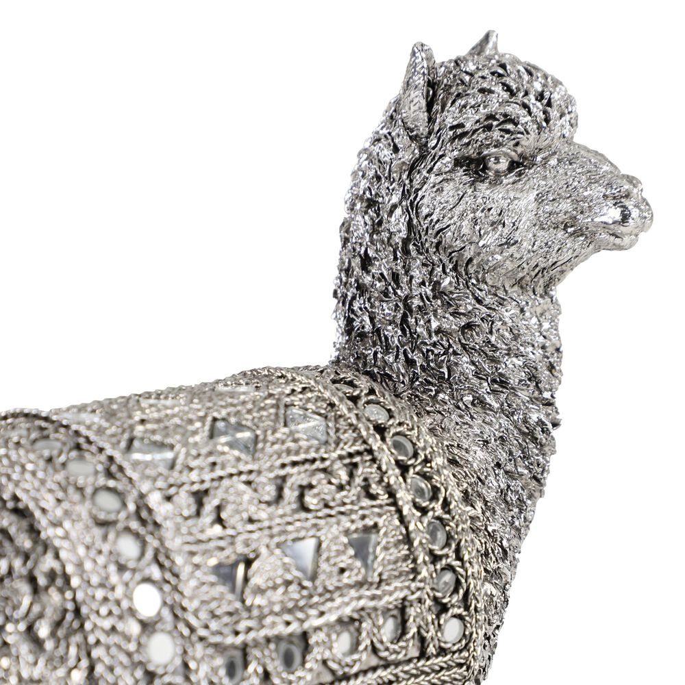 Maple and Jade Eclectic Resin Llama Sculpture in Silver &#40;Set of 2&#41;, , large