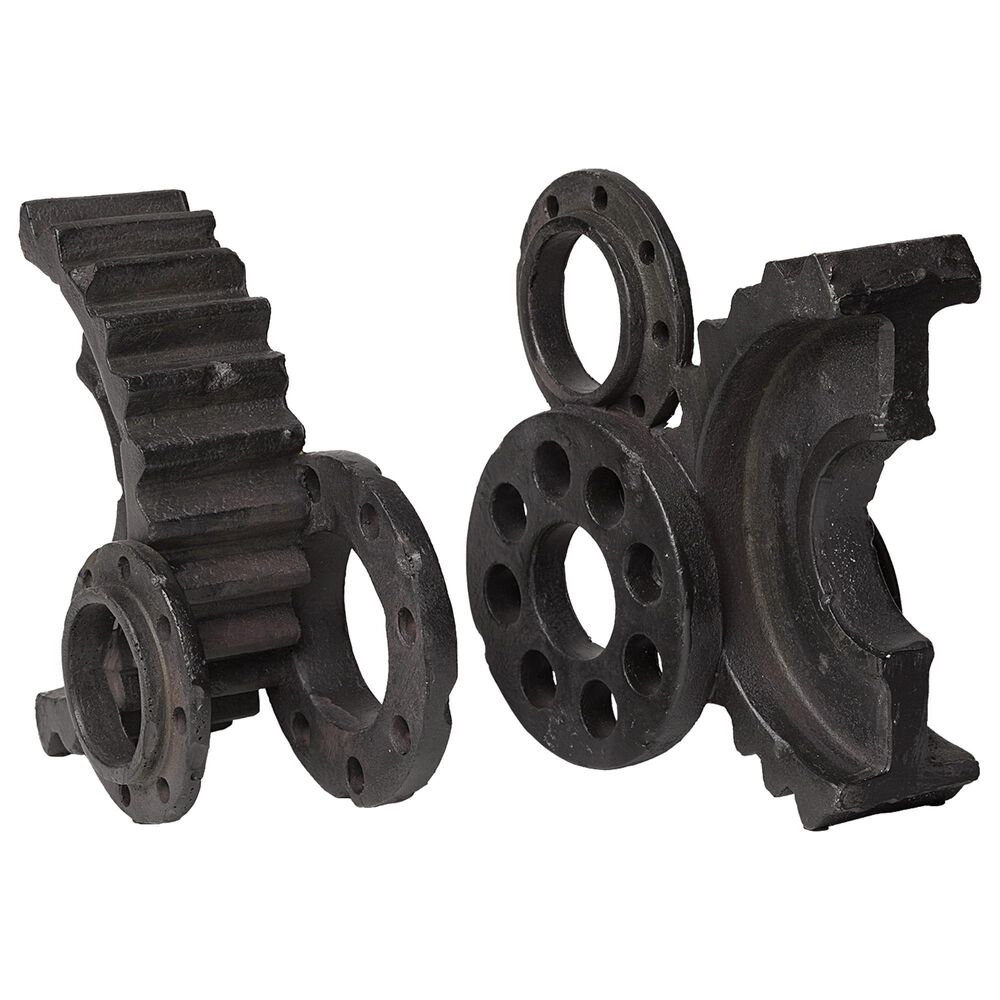 Mercana Cogsworth Resin Industrial Gear Decorative Bookend in Brown &#40;Set of 2&#41;, , large