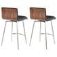 Lumisource Mason Swivel Counter Stool with Black Cushion in Stainless Steel and Walnut (Set of 2), , large