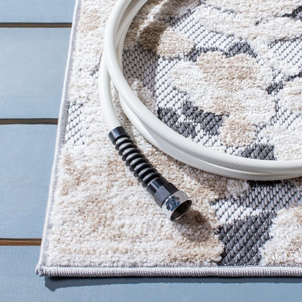 Safavieh Cabana CBN672A 2&#39;2&quot; x 8&#39; Ivory and Charcoal Indoor/Outdoor Area Performance Rug, , large