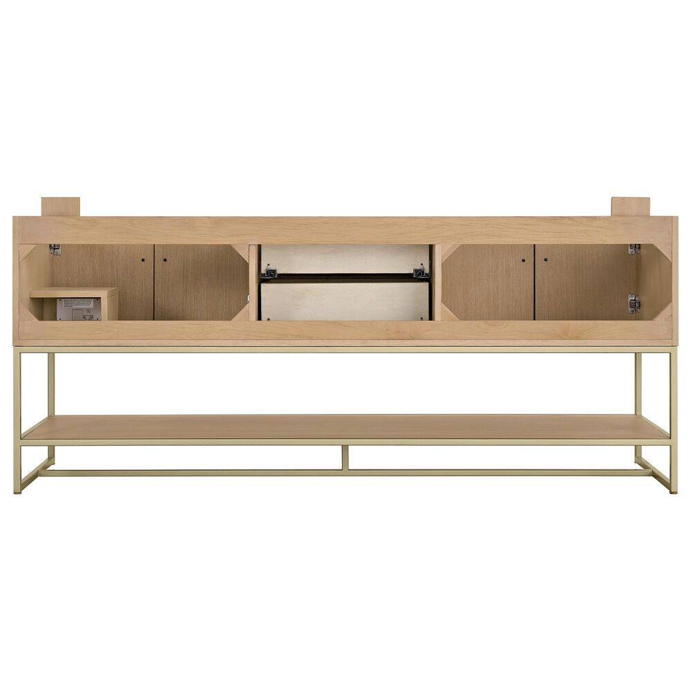 37B Mauri 72" Double Bathroom Vanity with Metal Base in Warm Oak with High-Profile 4" White Composite Stone Top, , large