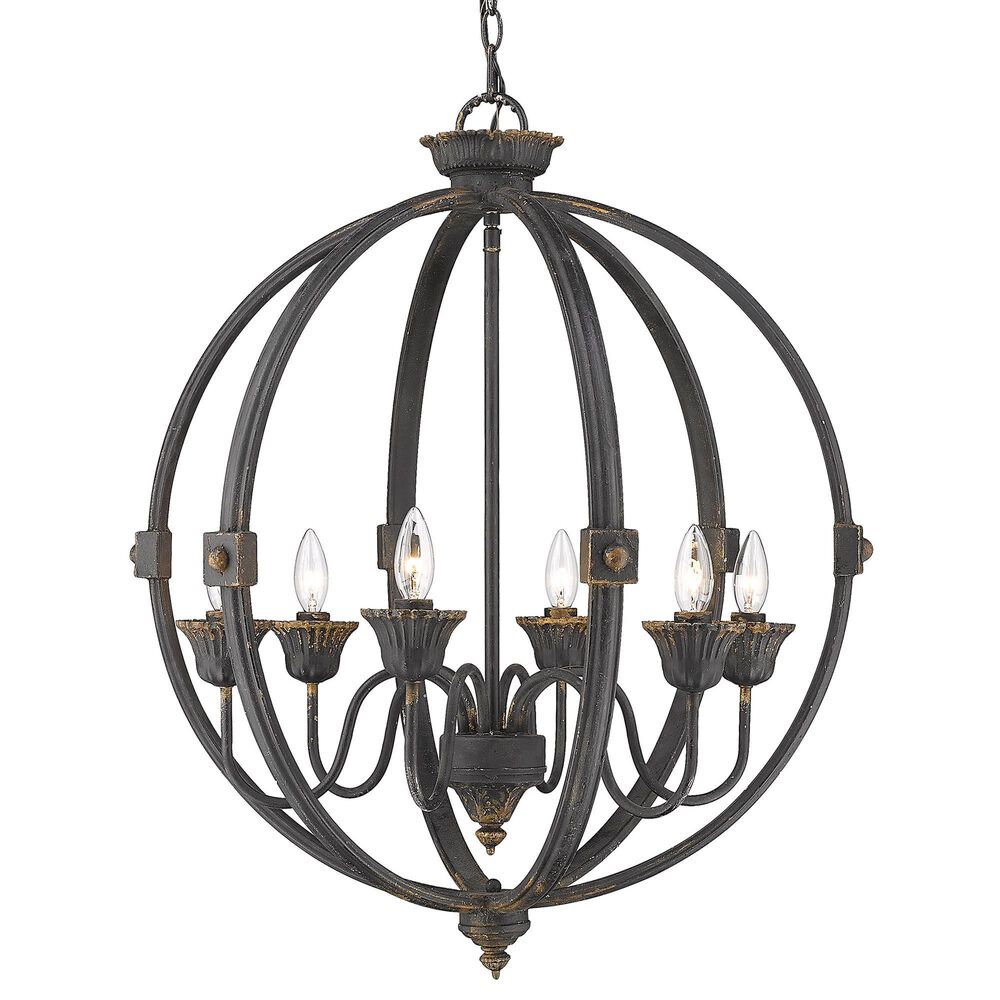 Golden Lighting Jules 6-Light Chandelier in Antique Black, , large