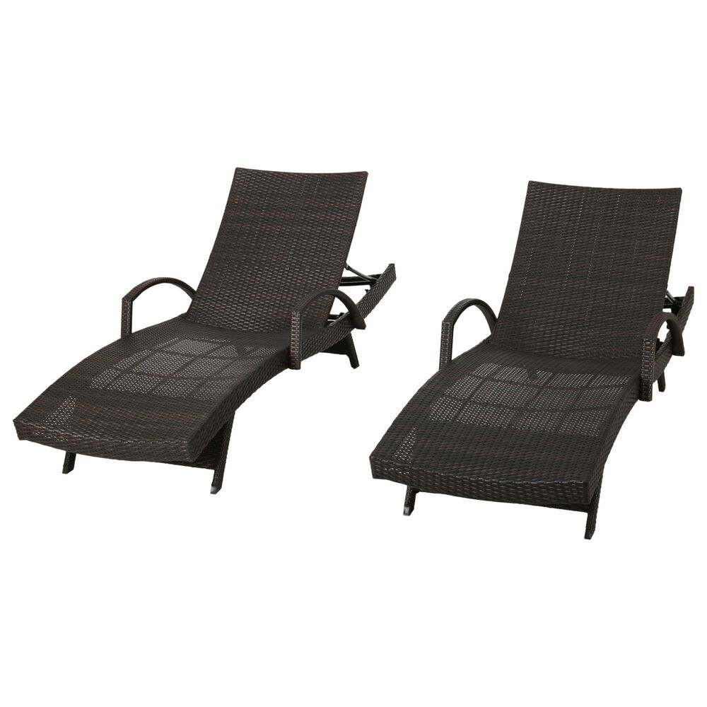 Noble House Salem Patio Chaise Lounge in Multi-Brown &#40;Set of 2&#41;, , large