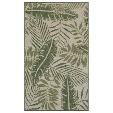 Nourison Garden Oasis GOA02 Ivory and Green 3" x 5" Indoor/Outdoor Area Rug, , large