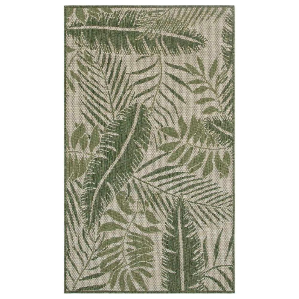 Nourison Garden Oasis GOA02 Ivory and Green 3" x 5" Indoor/Outdoor Area Rug, , large