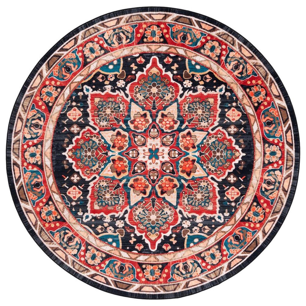 Safavieh Riviera 6"7" Round Red and Navy Area Rug, , large