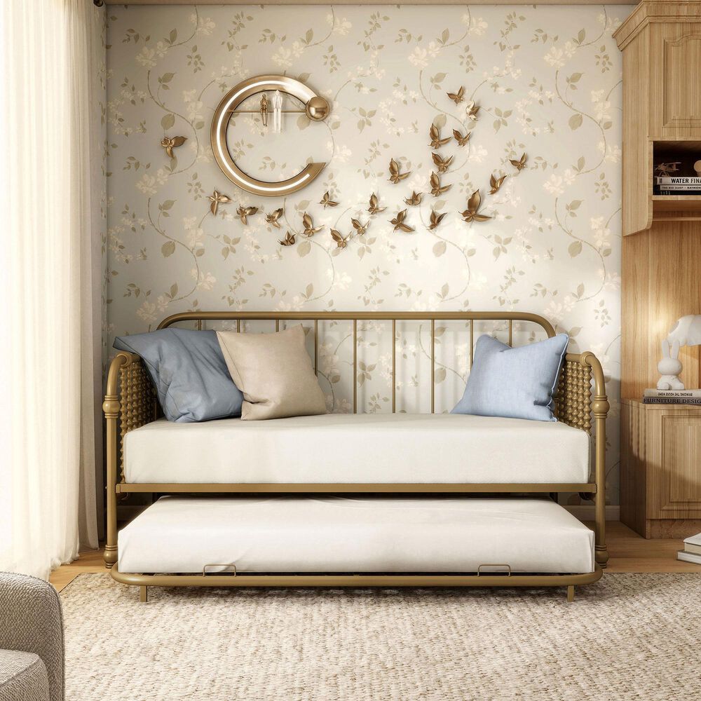 Furniture of America Wren Twin Daybed with Trundle in Gold, , large