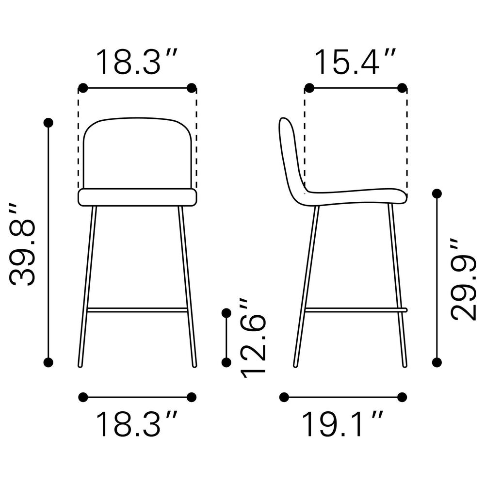 Zuo Modern Gironde Bar Stool in Light Gray and Black, , large