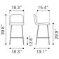 Zuo Modern Gironde Bar Stool in Light Gray and Black, , large