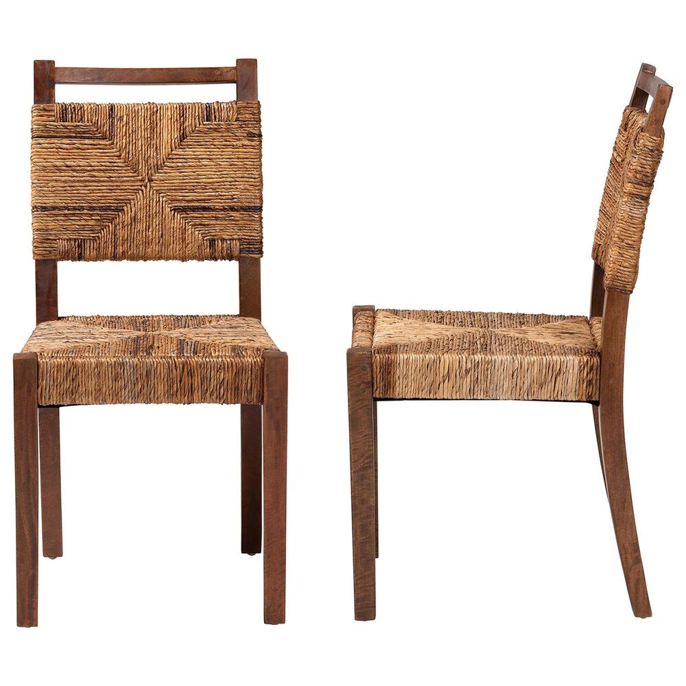 Baxton Studio Cordoba Side Chair in Natural Seagrass and Teak (Set of 2), , large