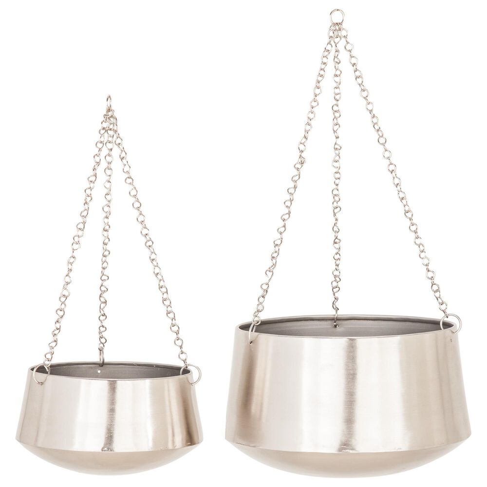 Maple and Jade Assorted Hanging Planters in Silver (Set of 2), , large
