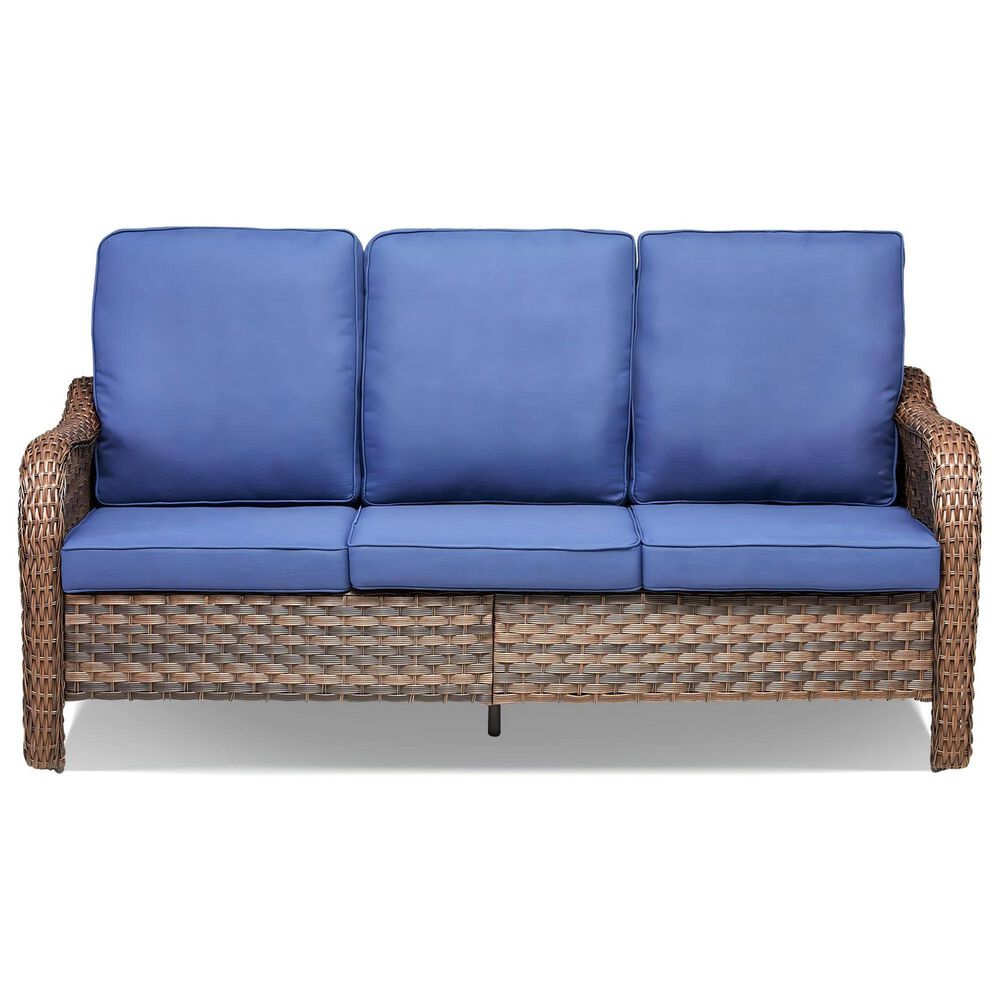 Sunwell Garden 6-Piece Patio Chat Set Two Ottomans in Navy, , large