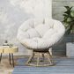 Hearth and Haven Mia Papasan Outdoor Swivel Chair with Beige Cushion in Brown, , large