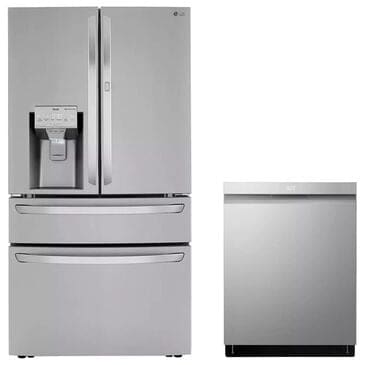 LG 2-Piece Kitchen Package with 30 Cu. Ft. Smart Wi-Fi Enabled Refrigerator and Pocket Handle Dishwasher in Stainless Steel, , large