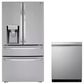 LG 2-Piece Kitchen Package with 30 Cu. Ft. Smart Wi-Fi Enabled Refrigerator and Pocket Handle Dishwasher in Stainless Steel, , large