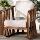 Baxton Studio Westham Arm Chair with Light Brown Rattan in White, , large