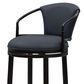 Armen Living Otis Bar Height Stool with Night Life Blue Upholstery in Dark Brown, , large