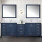 Lexora Home Coraline 92" Double Bathroom Vanity in Navy Blue with White Carrara Marble Top and Rectangular Sinks, , large