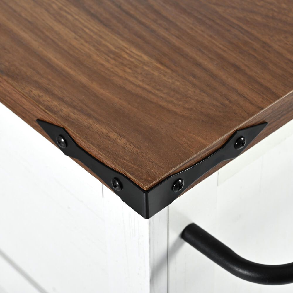 HOMLUX 55" Farmhouse Kitchen Island with Power Outlet in White, , large