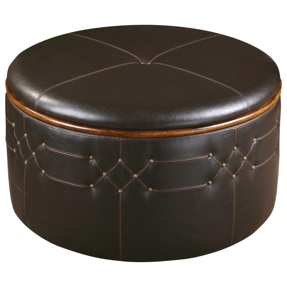 Uttermost Brunner Storage Ottoman in Sable Brown Faux Leather, , large