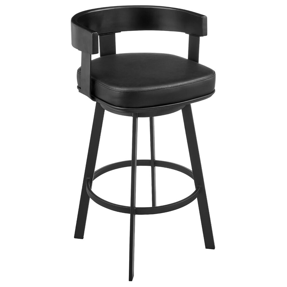 Armen Living Idris Swivel Counter Stool in Black, , large