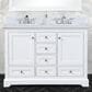 Lexora Home Dukes 48" Double Bathroom Vanity in White with 2 cm White Cultured Marble Top and Rectangular Sinks, , large