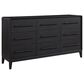 Sterling Timber Elure King Upholstered and Strap Panel Bed with Dresser Chest and 2 Nightstands in Peppercorn, , large